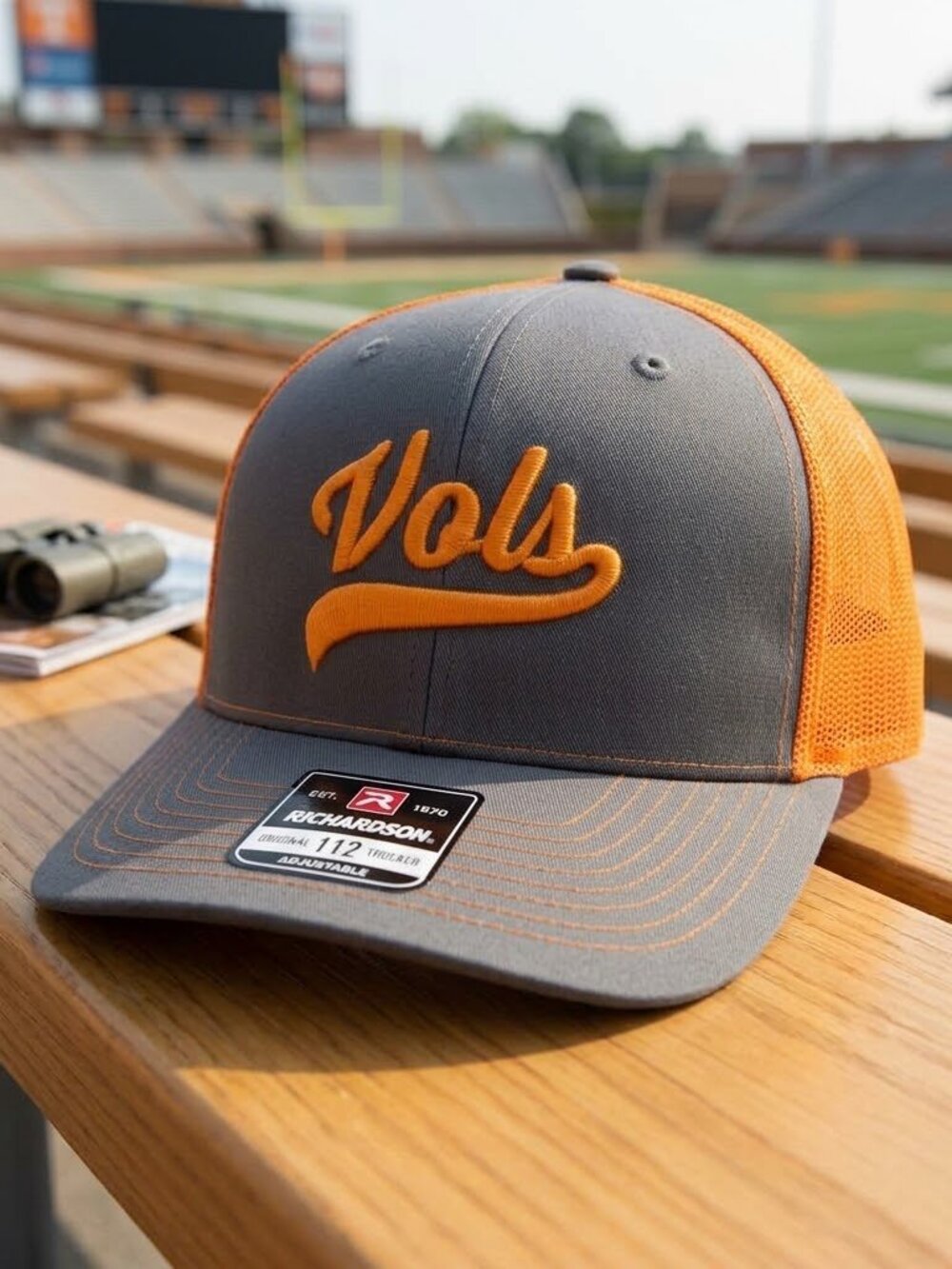 Retro Tennessee Vols Hat Orange Script Vintage Grey Hi Vis Richardson 112 Mesh